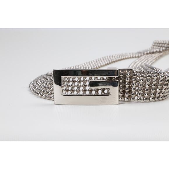 Vintage Silver Ball Chain Belt Metallic Mesh Y2K Boho Statement Size M main image 9
